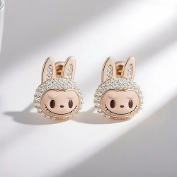 Smiling and kissing Labubu stud earrings