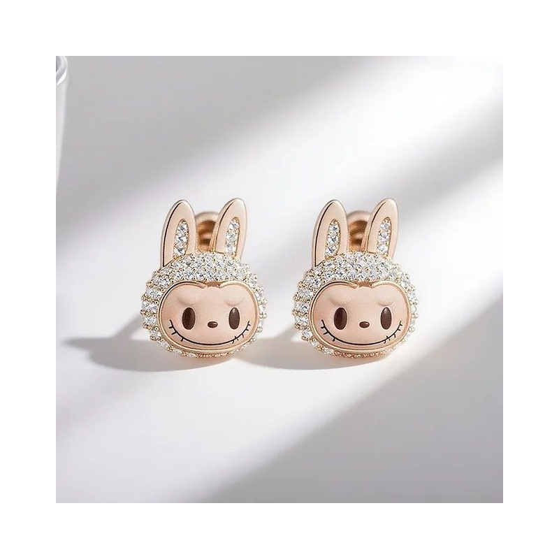 Smiling and kissing Labubu stud earrings