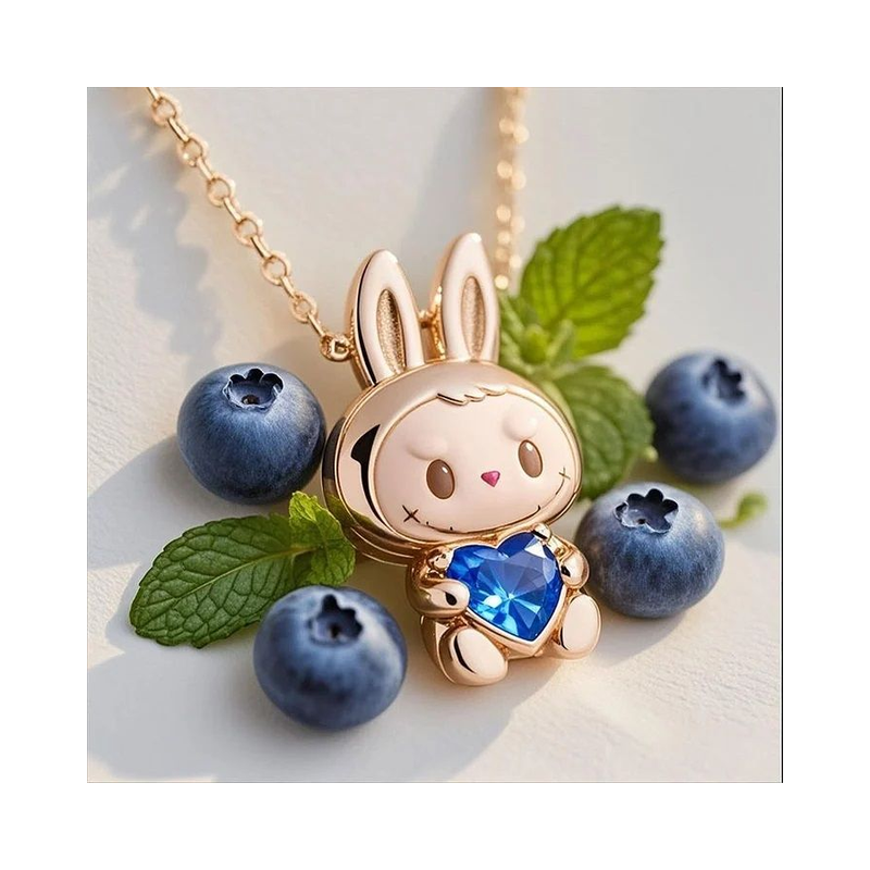 Smiling Labubu heart-shaped necklace