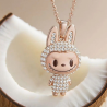 Grinning Labubu Coffee Pendant Necklace