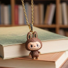 Grinning Labubu Brown Enamel Pendant Necklace
