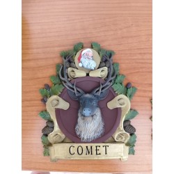 Santa Claus and Comet Reindeer in Resin, 20 cm
