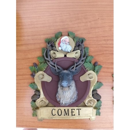 Santa Claus and Comet Reindeer in Resin, 20 cm