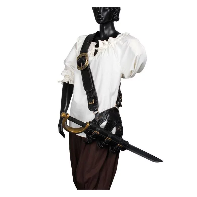 Pirate shoulder bag in black leather