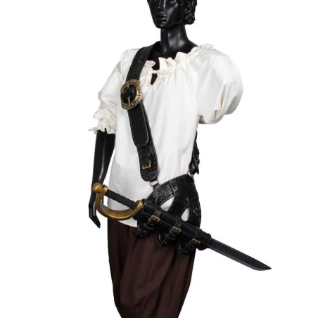 Pirate shoulder bag in black leather