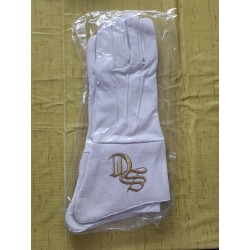 Gant en cuir blanc avec logo brodé en Or SC 2