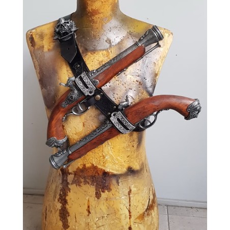 Pirates. Steampunk. Premium leather replica ready to carry two pirate pistols