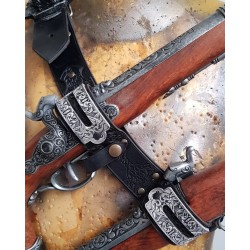 Pirates. Steampunk. Premium leather replica ready to carry two pirate pistols
