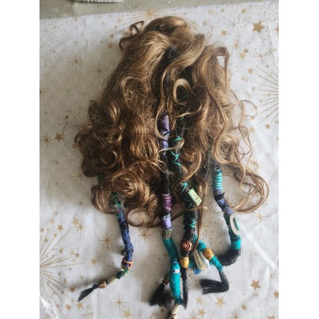 Pirate wig with braid and jewelry