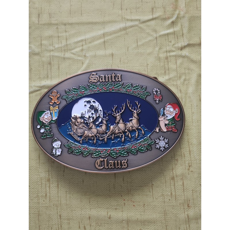 Antique Gold Santa Claus Belt Buckle