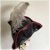 Tricorne leather hat with skull and rose