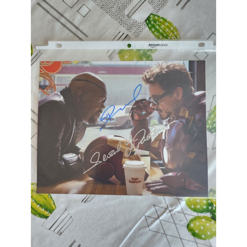 Samuel L Jackson & Robert Downey Jr Ironman véritable photo signée autographe authentique 2 COA