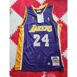 Framed Lakers 24 Mitchell & Ness Blue Yellow NBA Jersey, Size XL, 2008-09, Kobe Bryant