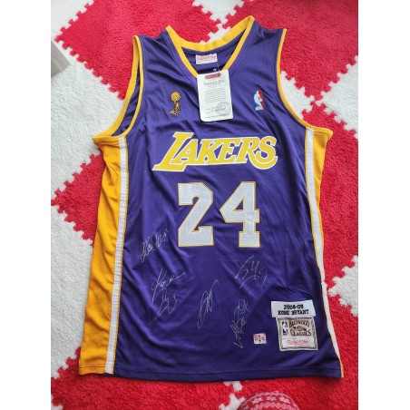 Framed Lakers 24 Mitchell & Ness Blue Yellow NBA Jersey, Size XL, 2008-09, Kobe Bryant
