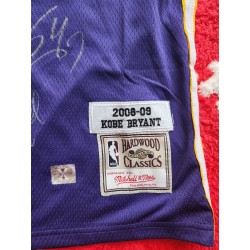 Framed Lakers 24 Mitchell & Ness Blue Yellow NBA Jersey, Size XL, 2008-09, Kobe Bryant