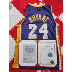 Framed Lakers 24 Mitchell & Ness Blue Yellow NBA Jersey, Size XL, 2008-09, Kobe Bryant
